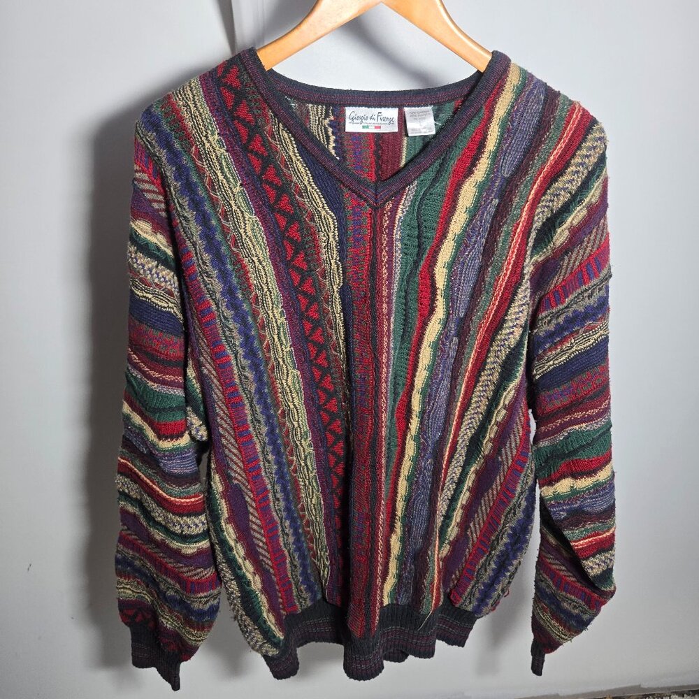 Giorgio Di Firenze Vtg Grandpa Multi-Color Crewneck Sweater Large Coogie…